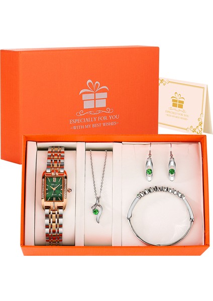 Izle Hediye Seti 04 Lüks Kristal Kadın Bilezik Saatler Su Geçirmez Moda Kırmızı Kuvars Saatı Küpe Kolye Seti Hediye Kadınlar Için Relogio (Yurt Dışından)