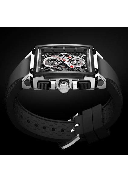 Silikon Beyaz Lıge Erkekler Saatler Üst Marka Lüks Kare Izle Chronograph Spor Kol Saati Erkekler Için Moda Tarih Su Geçirmez Saat Reloj Hombre (Yurt Dışından)