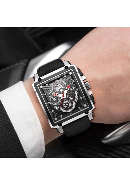 Silikon Beyaz Lıge Erkekler Saatler Üst Marka Lüks Kare Izle Chronograph Spor Kol Saati Erkekler Için Moda Tarih Su Geçirmez Saat Reloj Hombre (Yurt Dışından)