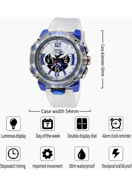 Siyah Altın Smael Çift Zamanlı Dijital Saat Erkekler Için Askeri Spor Chronograph Kuvars Kol Saati Bej Kayış Tarih Elektronik Saat Erkek (Yurt Dışından)