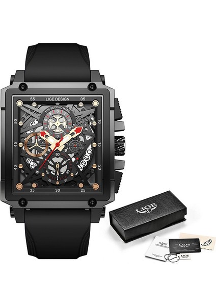 Siyah Gül Lıge Erkekler Saatler Üst Marka Lüks Büyük Kadran Izle Adam Tarih Su Geçirmez Kuvars Kol Saati Spor Chronograph Saat Relogio Masculino (Yurt Dışından)