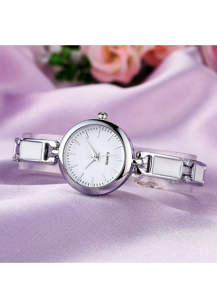 Altın Beyaz Kadın Izle Saat Moda Bayanlar Bilezik Izle Zegarek Damski Paslanmaz Çelik Taklidi Kuvars Kol Saati Relogio Feminino (Yurt Dışından) fırsatları
