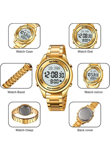 Renk 6 Skmeı Üst Marka Islam Kol Saati Erkek Müslüman Ezan Saati Kıble Pusulası ile Namaz Için Ezan Alarmı Saatler Relogio Masculino (Yurt Dışından) fiyatları