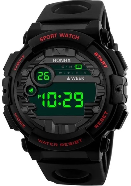 Kırmızı Erkekler LED Dijital Kol Saatleri Açık Spor Askeri Erkek Saatler Reloj De Hombre 1.3 M Su Geçirmez Silikon Bant Izle (Yurt Dışından)