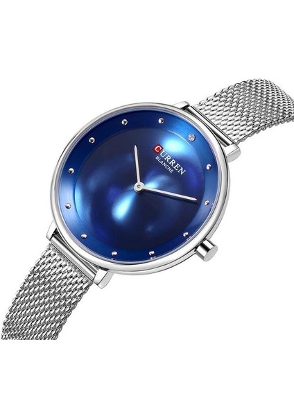 Gümüş Mavi Lüks Marka Bayan Kristal Saat Kadın Gündelik Elbise Bilezik Saatler Curren Reloj Mujer 2018 Kuvars Kol Saati Relogio Kadınsı (Yurt Dışından)