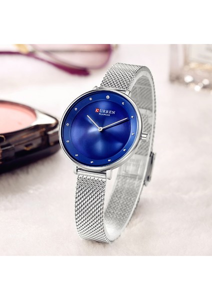 Gümüş Mavi Lüks Marka Bayan Kristal Saat Kadın Gündelik Elbise Bilezik Saatler Curren Reloj Mujer 2018 Kuvars Kol Saati Relogio Kadınsı (Yurt Dışından) fiyatları