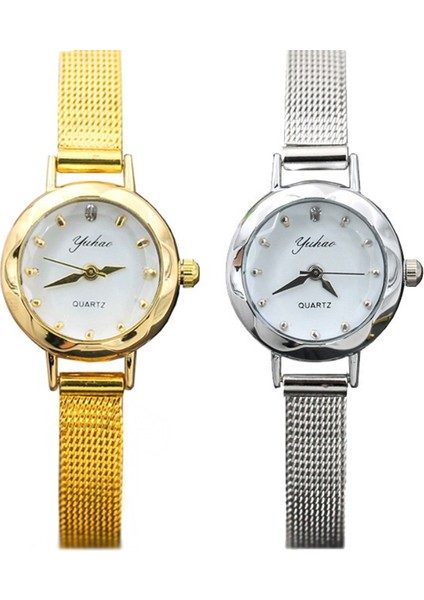 Altın Yeni Kadın Küçük Saatler Altın Casual Kuvars Bilezik Izle Bayanlar Için Metal Örgü Paslanmaz Çelik Elbise Saatler Relogio Feminino (Yurt Dışından) indirimleri