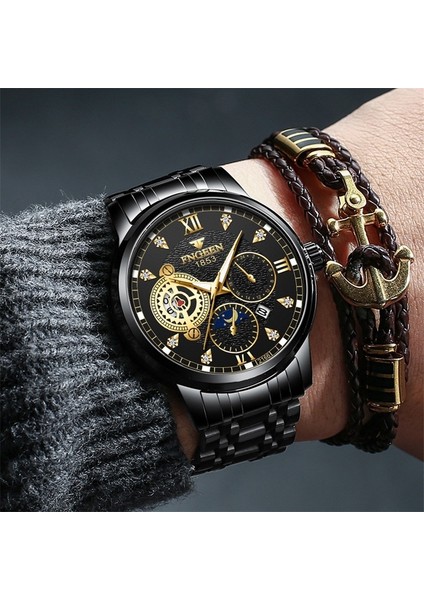 Tamamen Siyah 2022 Yeni Erkek Spor Quartz Saat Gündelik Açık Hava Saati Paslanmaz Çelik Saat Su Geçirmez Aydınlık Erkek Saati Relógio Masculino (Yurt Dışından) fırsatları