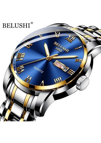 Gümüş Mavi Belushı Üst Marka Lüks Erkek Saatler Aydınlık Su Geçirmez Paslanmaz Çelik Izle Kuvars Erkekler Tarih Takvim Iş Kol Saati (Yurt Dışından) fiyatları