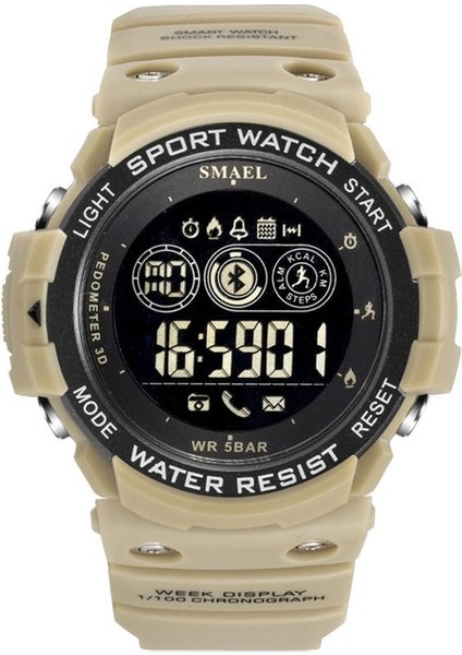 Haki Erkekler Dijital Spor Erkek Saat Smael Marka Kahki Tarzı Açık Hava Moda Izle LED Ekran 1602 Kol Saatleri Chronograph Otomatik Tarih (Yurt Dışından)
