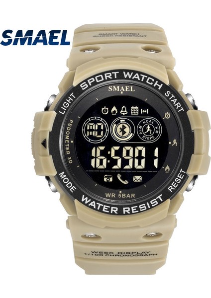 Haki Erkekler Dijital Spor Erkek Saat Smael Marka Kahki Tarzı Açık Hava Moda Izle LED Ekran 1602 Kol Saatleri Chronograph Otomatik Tarih (Yurt Dışından) fiyatları