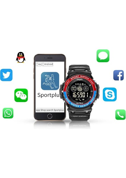 Haki Erkekler Dijital Spor Erkek Saat Smael Marka Kahki Tarzı Açık Hava Moda Izle LED Ekran 1602 Kol Saatleri Chronograph Otomatik Tarih (Yurt Dışından) fırsatları