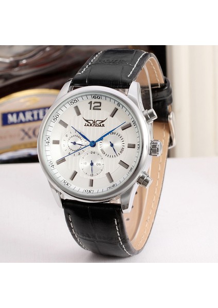 Beyaz Jaragar Erkek ve Kadın Saatleri Gündelik Moda Bar Ölçekli Mekanik Saat Haftanın Yuvarlak Günü Saat Siyah Saat (Yurt Dışından)