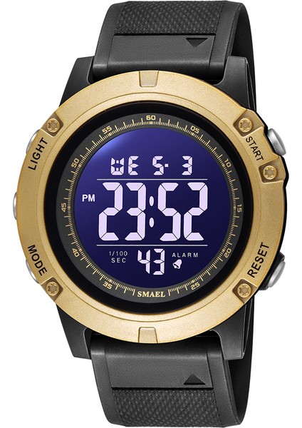 Siyah-Altın Digtial Spor Saatler Erkekler 50 M Su Geçirmez LED Arka Işık Kronometre Çalar Saat Otomatik Tarih Kol Saatleri 1902 Spor Izle Askeri (Yurt Dışından)