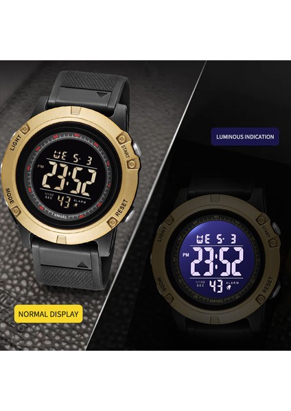 Siyah-Altın Digtial Spor Saatler Erkekler 50 M Su Geçirmez LED Arka Işık Kronometre Çalar Saat Otomatik Tarih Kol Saatleri 1902 Spor Izle Askeri (Yurt Dışından) indirimleri
