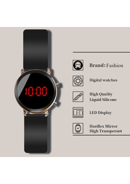 Pembe LED Saatler Dijital Erkek Kadın Altın Yuvarlak Kadran Tarih Kronometre Silikon Elektronik Spor Kol Saati Erkek Saat Relogio Masculino (Yurt Dışından) fırsatları