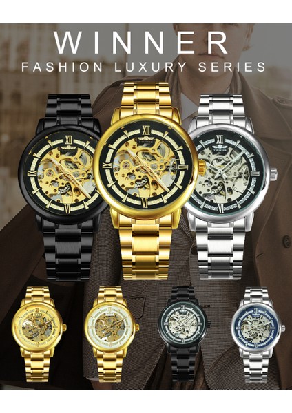 Bo Gümüş Sıyah Kazanan Üst Marka Lüks Oto Mekanik Izle Erkekler Altın Paslanmaz Çelik Kayış Kadran Moda Iş Kol Saatleri 2019 (Yurt Dışından) fırsatları