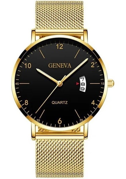 Örgü 10 Erkek Saatler Iş Kuvars Kol Saati Minimalist Erkek Ultra-Ince Paslanmaz Çelik Hasır Kemer Takvimli Saat Relogio Masculino (Yurt Dışından)