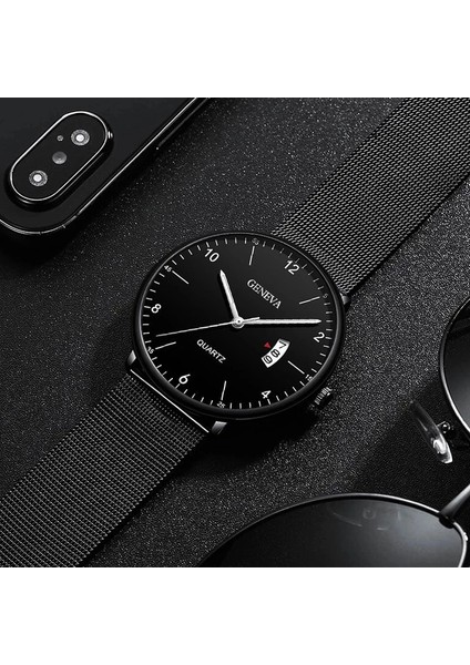 Örgü 10 Erkek Saatler Iş Kuvars Kol Saati Minimalist Erkek Ultra-Ince Paslanmaz Çelik Hasır Kemer Takvimli Saat Relogio Masculino (Yurt Dışından) indirimleri