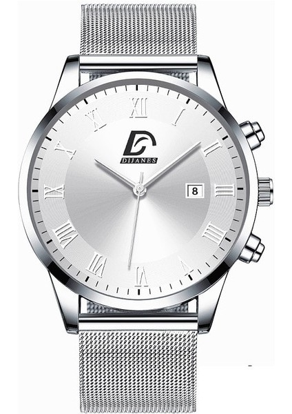 M Gümüş Beyaz 2022 Lüks Moda Erkek Minimalist Saatler Lüks Paslanmaz Çelik Hasır Kemer Kuvars Izle Erkekler Iş Rahat Saat Reloj Hombre (Yurt Dışından)