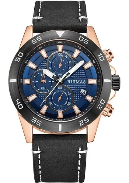 Gül Mavi Megır Ruımas 2020 Kronograf Kuvars Saatler Erkekler Moda Lüks Deri Kayış Kol Saati Rahat Su Geçirmez Aydınlık Izle Adam (Yurt Dışından)