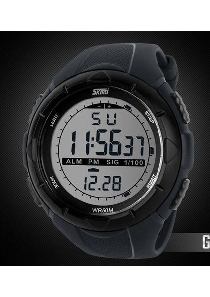 Gri Skmei Marka Erkekler LED Dijital Askeri Saat, 50 M Dalış Yüzmek Elbise Spor Saatler Moda Açık Kol Saatleri (Yurt Dışından)