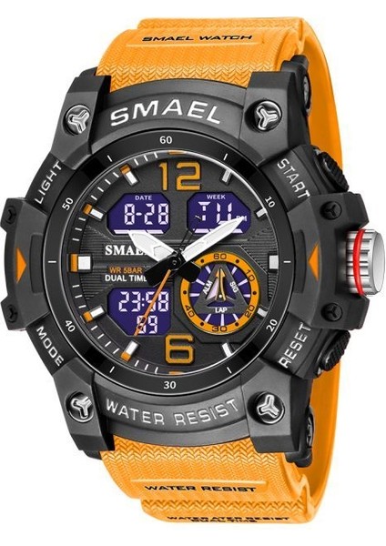 Turuncu Smael Sportif Izle Erkekler Için Su Geçirmez Kronograf Alarm Hesap Makinesi Saat Rahat Hediyeler Fikirleri Erkek Reloj Hombre 8007 (Yurt Dışından)