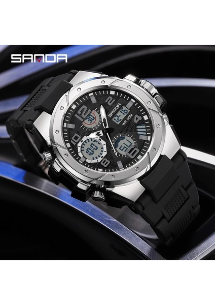Mavi Sanda Spor Elektronik Saat Lüks Ikili Zaman Aydınlık Kronograf Kuvars Hareketi Bilek Saatler Adam Için Su Geçirmez Darbeye Dayanıklı (Yurt Dışından) indirimleri