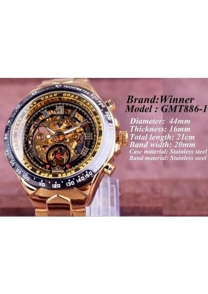 GMT886-10 Kazanan Mekanik Spor Tasarım Çerçeve Altın Izle Erkek Saatler Top Marka Lüks Montre Homme Saat Erkekler Otomatik Izle (Yurt Dışından) fırsatları