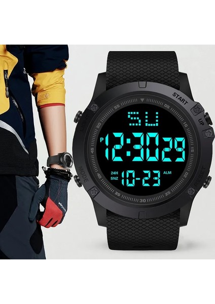 Beyaz-C Erkekler Spor Izle Çok Fonksiyonlu Askeri Spor Saat Su Geçirmez Aydınlık LED Dijital Çocuk Izle Büyük Kadran Öğrenci Elektronik Saat (Yurt Dışından)
