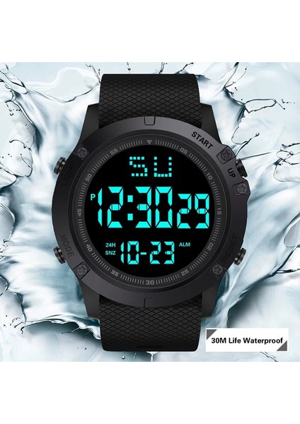 Beyaz-C Erkekler Spor Izle Çok Fonksiyonlu Askeri Spor Saat Su Geçirmez Aydınlık LED Dijital Çocuk Izle Büyük Kadran Öğrenci Elektronik Saat (Yurt Dışından)