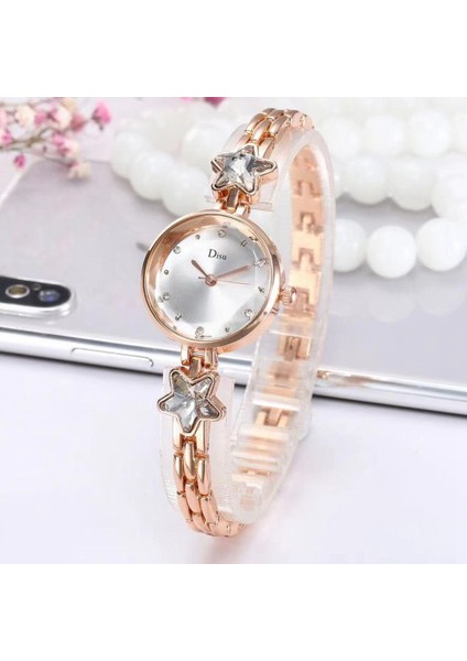 Gümüş Beyaz Yeni Bayanlar Alaşım Kadın Saatler Bilezik Izle Mizaç Beş Köşeli Yıldız Kayışı Kol Saati Kuvars Izle Yıldız Relogio Feminino (Yurt Dışından) modelleri