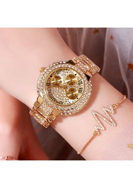 Altın Gümüş Lüks Izle Kadın Bayanlar Paslanmaz Çelik Bilezik Izle Elmas Moda Su Geçirmez Kuvars Saat Relogio Feminino Kol Saatleri (Yurt Dışından) indirimleri