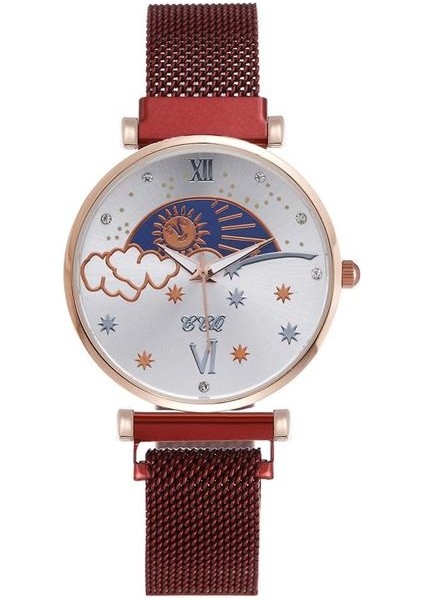 Kırmızı 2020 Kadın Saatler Hediye Bilezik Izle Gül Altın Mıknatıs Toka Yıldızlı Gökyüzü Aydınlık Bilezik Saatler Zegarek Damski Reloj Mujer (Yurt Dışından)