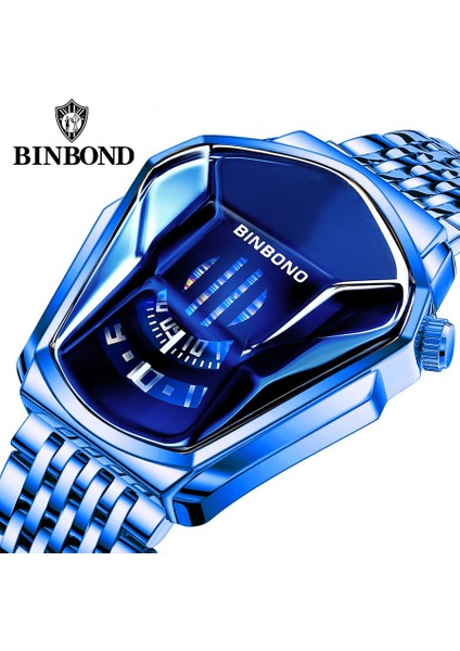 Örgü Altın Orijinal Bınbond Üst Marka Lüks Askeri Moda Spor Izle Erkekler Altın Bilek Saatler Adam Saat Rahat Chronograph Kol Saati (Yurt Dışından)