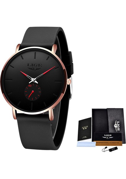 Siyah Kırmızı Lıge Moda Saatler Rahat Su Geçirmez Kuvars Saat Erkek Saatler Top Marka Lüks Ultra-Ince Tarih Spor Saat Relogio Masculino (Yurt Dışından)