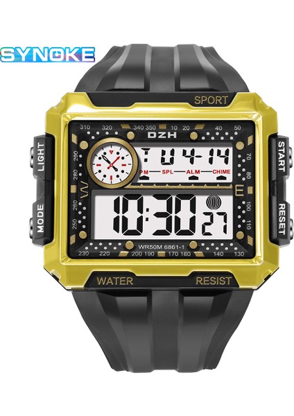 6861 Altın Büyük Kadran Dijital Saatler Erkek Genç Erkek Spor 50 M Suya Dayanıklı Tarih Alarm Kronometre Ikili Zaman Siyah Izle Yaş 15-20 Yeni (Yurt Dışından) fırsatları