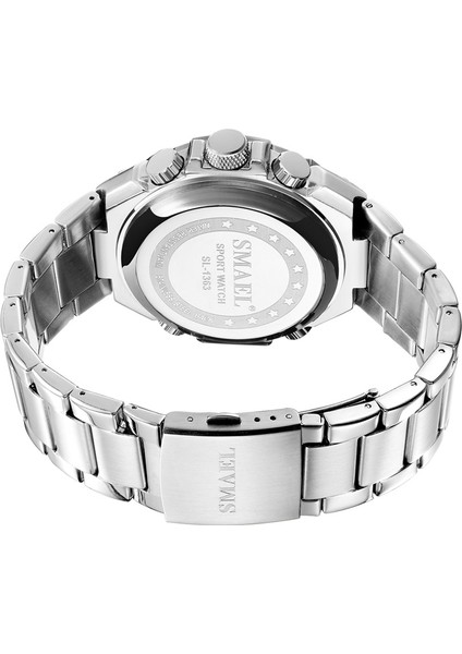 Gümüş Kırmızı Smael Marka Erkekler Askeri Spor Saatler Erkek LED Analog Dijital Saat Erkek Ordu Paslanmaz Çelik Kuvars Saat Relogio Masculino (Yurt Dışından)