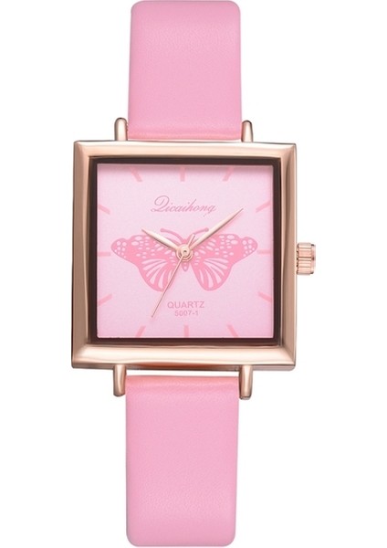 1037 Pembe Dropshiping Yeni Üst Marka Kare Kadın Bilezik Izle Sözleşmeli Deri Kristal Kol Saatleri Kadın Elbise Bayanlar Kuvars Saat (Yurt Dışından)