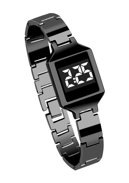Siyah Şık Lüks Erkek Saati Alaşım Dijital LED Spor Bilezik Kol Saati Hediye Izle Erkekler Часы Мужские Erkek Kol Saati Reloj Dijital (Yurt Dışından)