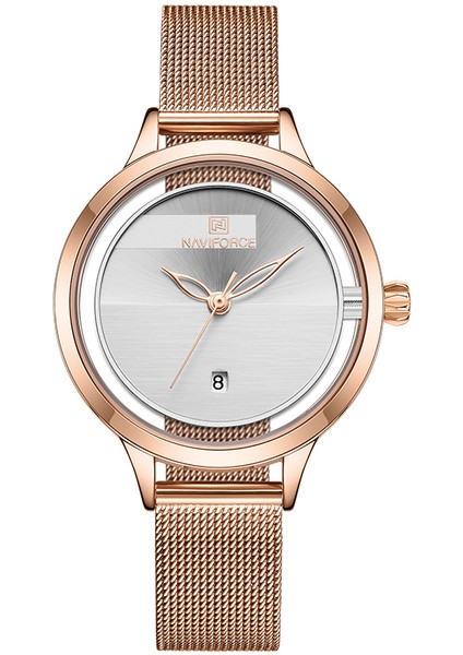 Gül Altın Beyaz Yeni Navıforce Yaratıcı Basit Kuvars Izle Kadın Çelik Hasır Elbise Saatler Kız Saat Bayanlar Bilezik Izle Relogios Feminino (Yurt Dışından)