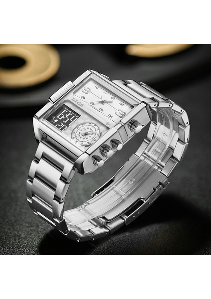 Kahverengi L Lüks Marka Lıge Büyük Kadran Spor Izle Erkekler Için Çelik Bant Su Geçirmez Kronograf Iş Saati Aydınlık Kuvars Kol Saati Adam (Yurt Dışından) modelleri