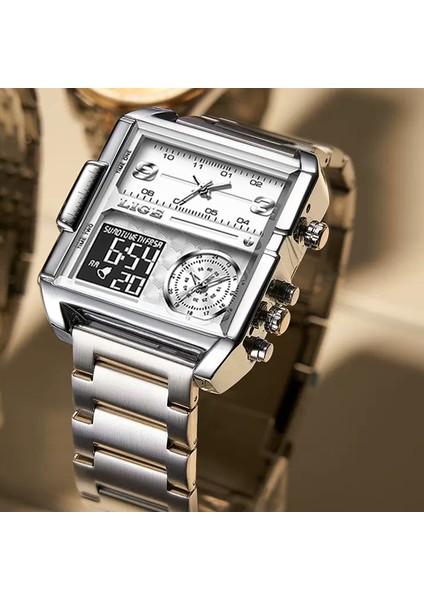 Kahverengi L Lüks Marka Lıge Büyük Kadran Spor Izle Erkekler Için Çelik Bant Su Geçirmez Kronograf Iş Saati Aydınlık Kuvars Kol Saati Adam (Yurt Dışından) fırsatları