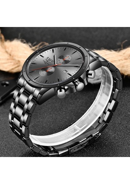 Örgü Gül Siyah 2022 Yeni Lıge Erkek Saatler Top Marka Lüks Askeri Siyah Kuvars Saatler Erkek Su Geçirmez Kronograf Spor Aydınlık Kol Saati (Yurt Dışından) indirimleri