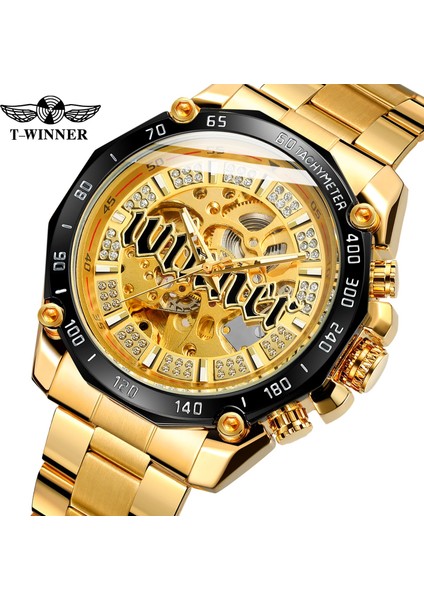 Siyah Beyaz T-Kazanan Moda Basit Stil Oymak Mekanik Hareket Mekanik Saat Altın Düzensiz Şekil Izle Çelik Kayış Izle (Yurt Dışından) fiyatları