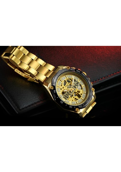 Siyah Beyaz T-Kazanan Moda Basit Stil Oymak Mekanik Hareket Mekanik Saat Altın Düzensiz Şekil Izle Çelik Kayış Izle (Yurt Dışından) indirimleri