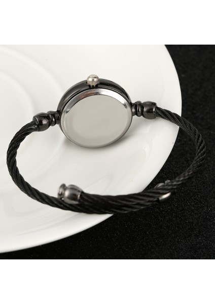 Gül Altın Klasik Kuvars Analog Bilezik Saat Moda Paslanmaz Çelik Bantlar Spiral Bileklik Saatler Özel Siyah Kadran Kol Saati Bayan (Yurt Dışından)