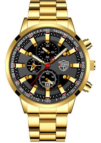 C Moda Erkek Spor Saatler Iş Paslanmaz Çelik Kuvars Kol Saati Lüks Rahat Aydınlık Takvimli Saat Relogio Masculino (Yurt Dışından)