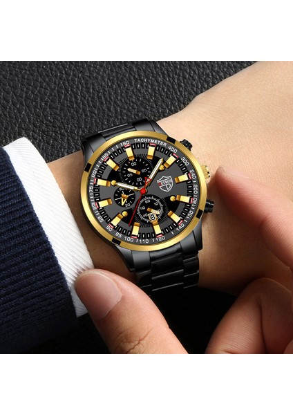 C Moda Erkek Spor Saatler Iş Paslanmaz Çelik Kuvars Kol Saati Lüks Rahat Aydınlık Takvimli Saat Relogio Masculino (Yurt Dışından) fırsatları