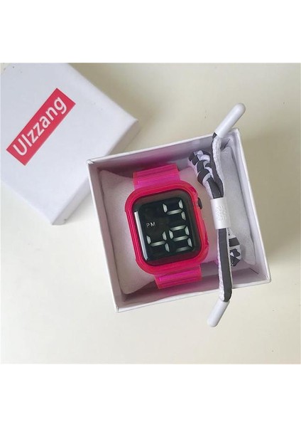 Kırmızı Moda Su Geçirmez Erkek Erkek LED Dijital Kronometre Tarih Kauçuk Spor Izle Aydınlık Dijital Saat Lastik Kemer (Yurt Dışından)